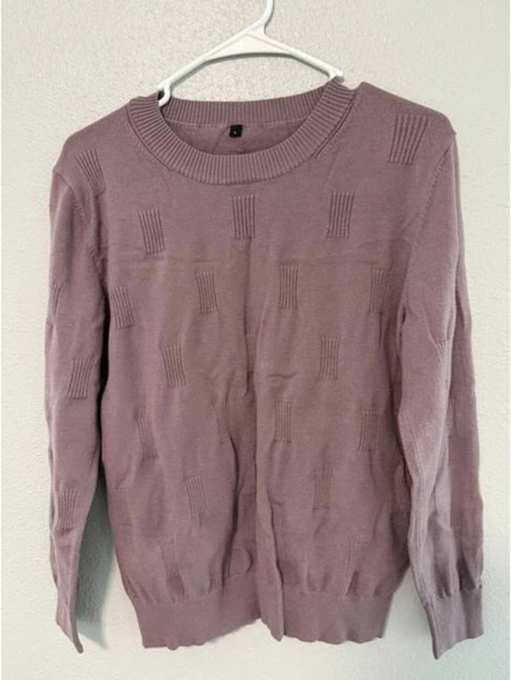 #6089 Women’s Mauve Textured Long Sleeve Knit Sweater Size L